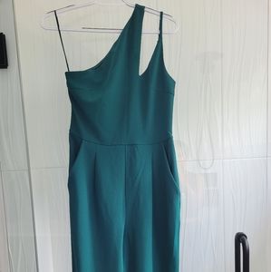 Express One Shoulder Hunter Green Romper